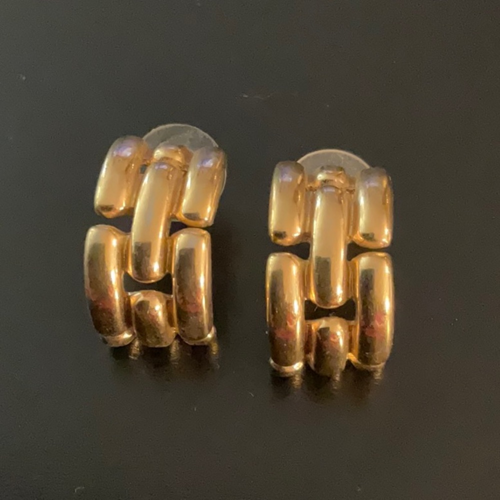 Gold Chain Link Half Hoop Earrings By Givenchy, 1980s